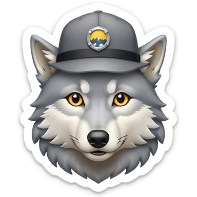 a wolf wearing a fitted hat  sticker