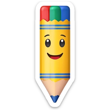 Single colorful crayon with a happy face sticker