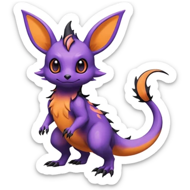 Rare exotic cute epic aesthetic Salandit-Eevee-Noibat-species-Fakemon-hybrid-creature, with markings, full body sticker