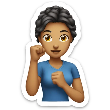Woman holding her fist in the air with a determined expression sticker