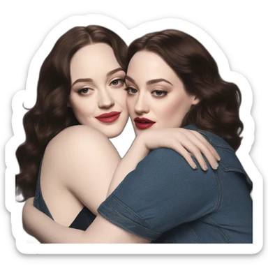 Kat dennings hugs Elizabeth gillies sticker