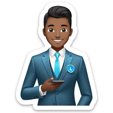 Gender: Male Hair: Slick pompadour with Bluetooth earpiece Face: Veneer smile masking laryngitis Clothes: Bespoke suit with holographic prospectus Action: Syncing investor Q&A across 8 time zones Hair: 100% natural black (no dyes/highlights) sticker