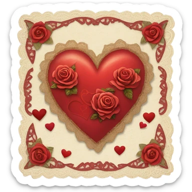 vintage valentine’s day card red sticker