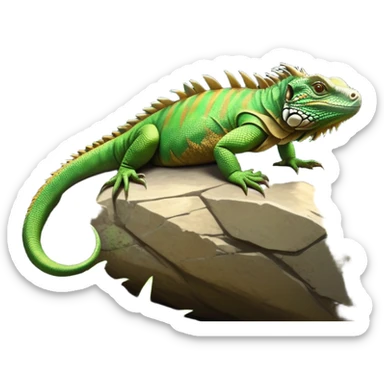 cinematic-iguana-realistic-full-body-basking-emoji,-long-scaly-body-stretched-out-on-a-sunlit-rock,-spiny-ridge-running-down-its-back,-textured-green-and-brown-skin-dappled-with-light,-sharp-intelligent-eyes-studying-the-surroundings,-long-tail-draped-over-the-stone,-simplified-yet-realistic-focused-features,-highly-detailed,-glowing-with-a-warm-tropical-glow

 sticker