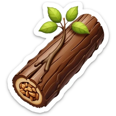 Oblong Tree-log-shaped-chocolate with walnuts drizzled on top sticker