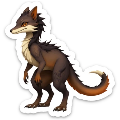 Brown and beige badass elegant wild beautiful natural cute badass epic exotic anthro modern furry 2-legged sergal-vernid-creature, full body, dark-brown-black-gradient pretty hair, with a long tufted tail, beautiful hazel-orange eyes, aesthetic, art by LiLaiRa, art by art by Falvie sticker