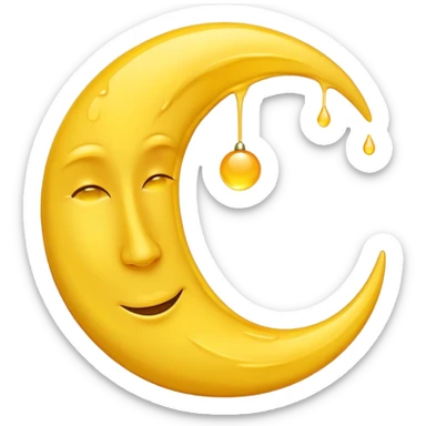 Melting waning crescent moon without any face and should in yellow colour sticker
