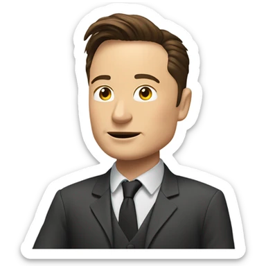 Elon musk holding his hand 120 degrees upwards with an open hand sticker