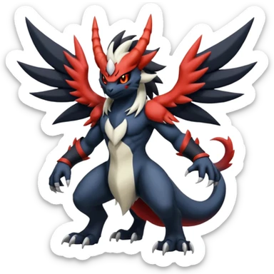 Handsome cool badass edgy Absol-Litten-Darkrai-Giratina-Yveltal-Pokémon-Fakémon-fusion-hybrid-creature sticker