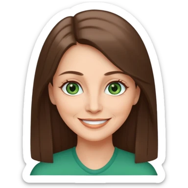 Pretty older woman with green eyes and long straight Ash-brown hair square face  sticker