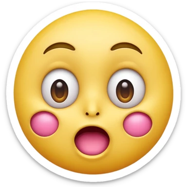 A 3D glossy yellow emoji face with a horrified expression, only large wide-open eyes, wide-open mouth, raised eyebrows, no nose, no ears, hands against its pink cheeks, vector style, black background, high quality, soft studio lighting sticker