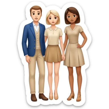 french pair men and woman photorealistic standing on feet sticker