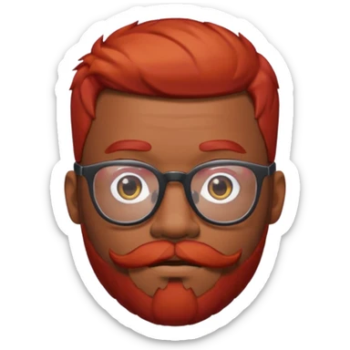Black man with short red hair and red beard and red mustache with glasses sticker