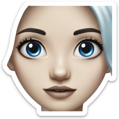 Hyperrealistic Pale girl with blue eyes and black hair arm tattoos sticker