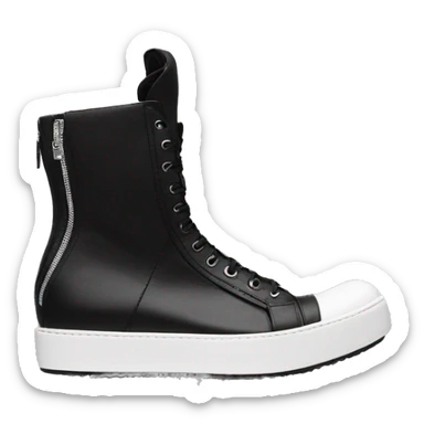 Rick owens geobasket sneaker zip hightop detailed sideprofile black white sticker