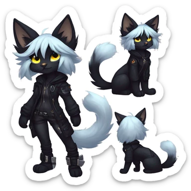 Edgy sharp anthro tomboy black cat furry by Falvie, LiLaiRa, griffsnuff, AngieWolf sticker
