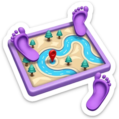 "Forty-two purple footsteps moving across a map inside an open house." sticker