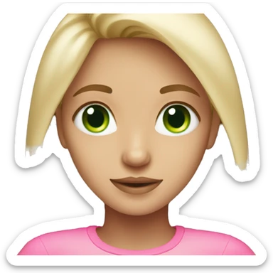 cute dark blonde with green eyes wearing pink sticker