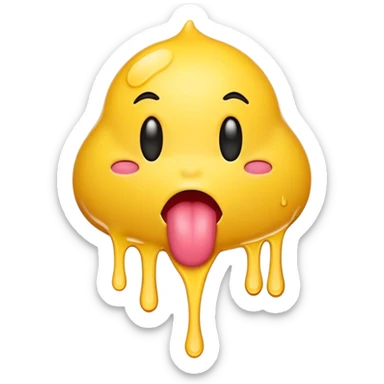 melting emoji with it's tongue out sticker