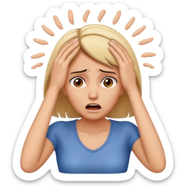 scared woman with her hands on her head, more details sticker