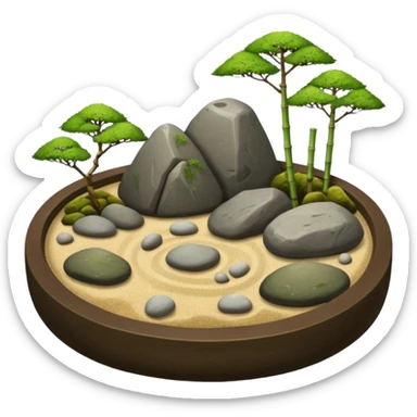 Shiny realistic real life Japanese zen garden aesthetic scenery  sticker