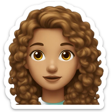 girl, big nose, long curly brown hair, earrings, brown eyes, tan skin, freckles sticker