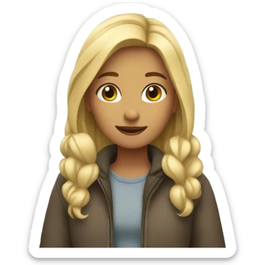 Blonde girl in the mountains with a waterfall sticker