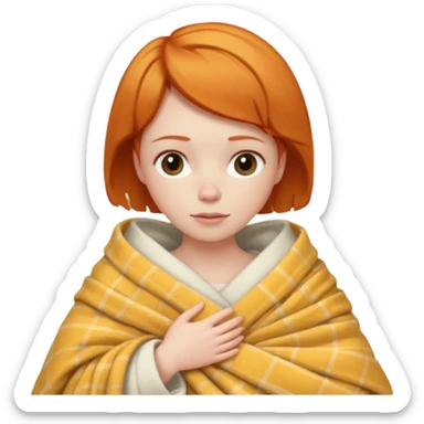 ginger woman short hair bed cuddle blanket  sticker