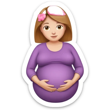 very heavily pregnant overdue woman with super  huge round belly sticker