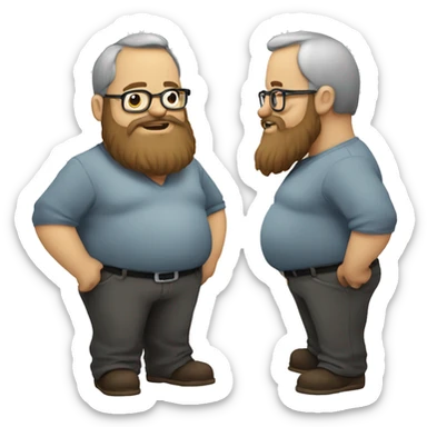 Nerdy White man with big belly and beard  sticker