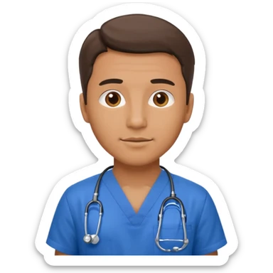 men doctor with wear blue scrub sticker