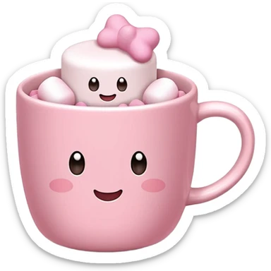 Kakao in pinker Tasse mit pink weißen mini marshmallow. OHNE Gesicht!!!, ästhetisch sticker