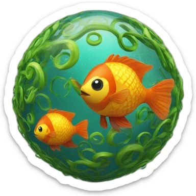 3d sphere with a cartoon hypnotic vine Tropical Fish skin texture sticker