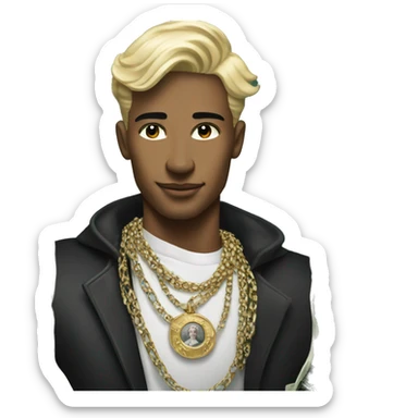 male model with jewelry portrait on a dollar bill sticker