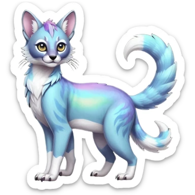 Colorful dark tropical iridescent pastel white glorious divine exotic cute cool beautiful shiny beautiful fantasy-caracal-civet-genet-sergal-vernid-Gryphon-Cacomistle-Trico-oncilla-animal-Fakémon-hybrid-fursona (full body) sticker
