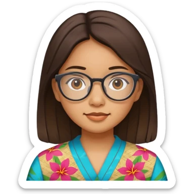 Hawaiian Filipino girl with glasses sticker