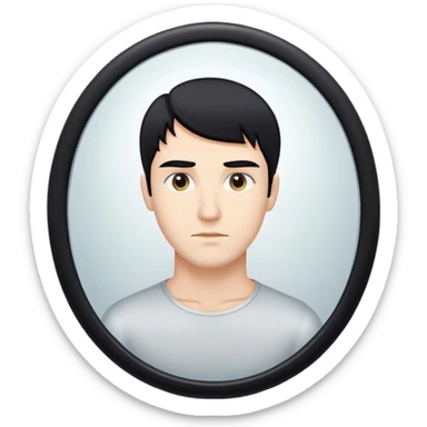 person black hair caucasian man looking at me through a mirror. standing there sticker