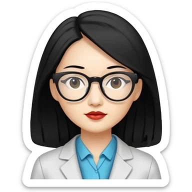 data scientist, chic dressed, asian woman, long black hair sticker