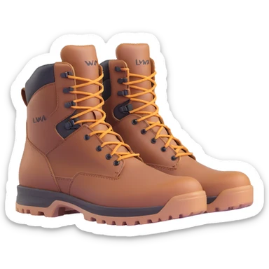 Lowa military tactical hiking boots, rugged brown leather sticker