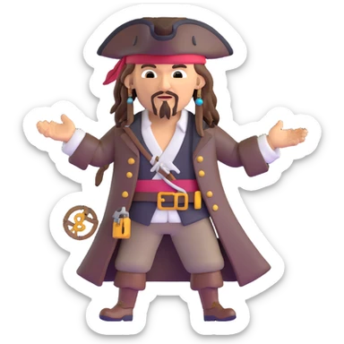 Captain Jack Sparrow as a serious coder with code symbols floating around sticker