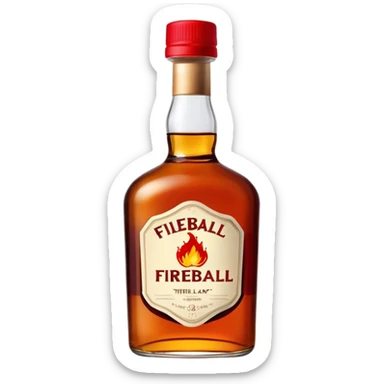 Small bottle of whiskey that says fireball with a red cap  sticker