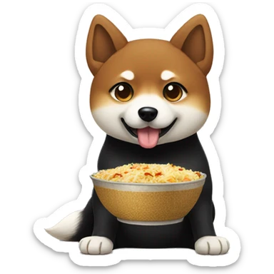 Black shibainu-eating-biriyani sticker
