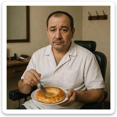 sartarosh xonada shunchaki tarelka v vilka ushlab utirsin tarelkada esa faqat uzbekcha non bulsin kayfiyati xam urtacha bulsin xursan bob ketmasin sticker