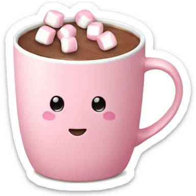 Light pink mug with hot chocolate and marshmallows on top  sticker