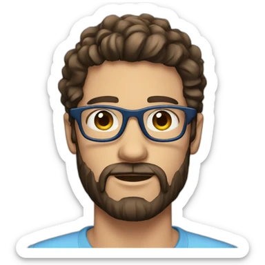 man blue eyes, beard, actor, brunette, has a glasses  sticker