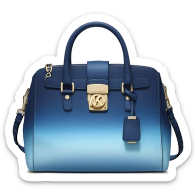 Realistic dark blue to light blue ombre michael kors satchel purse.  sticker