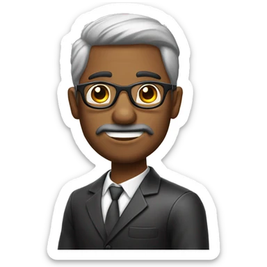 hombre adulto cabello canoso piel morena con lentes sticker