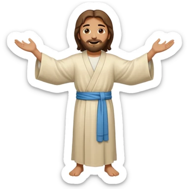 fullbody, head-to-toe, Jesus's apostle Thomas, normal emoji style, arms open sticker