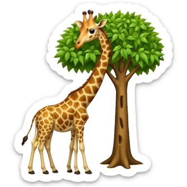 giraffe eating leaves from a tree sticker