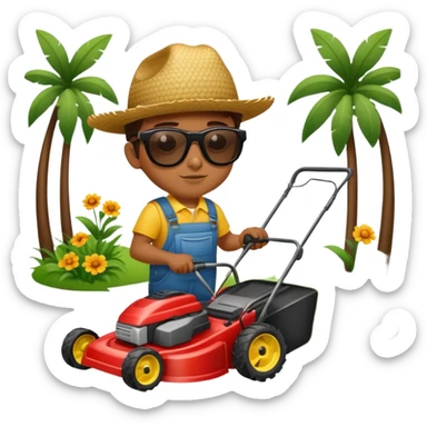 Mexican kid wearing sunglasses with lawnmower sticker